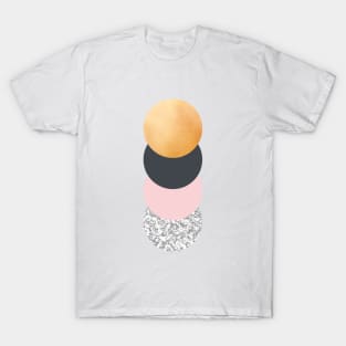 Geometric Circles - Gold Slate and Pink Blush T-Shirt